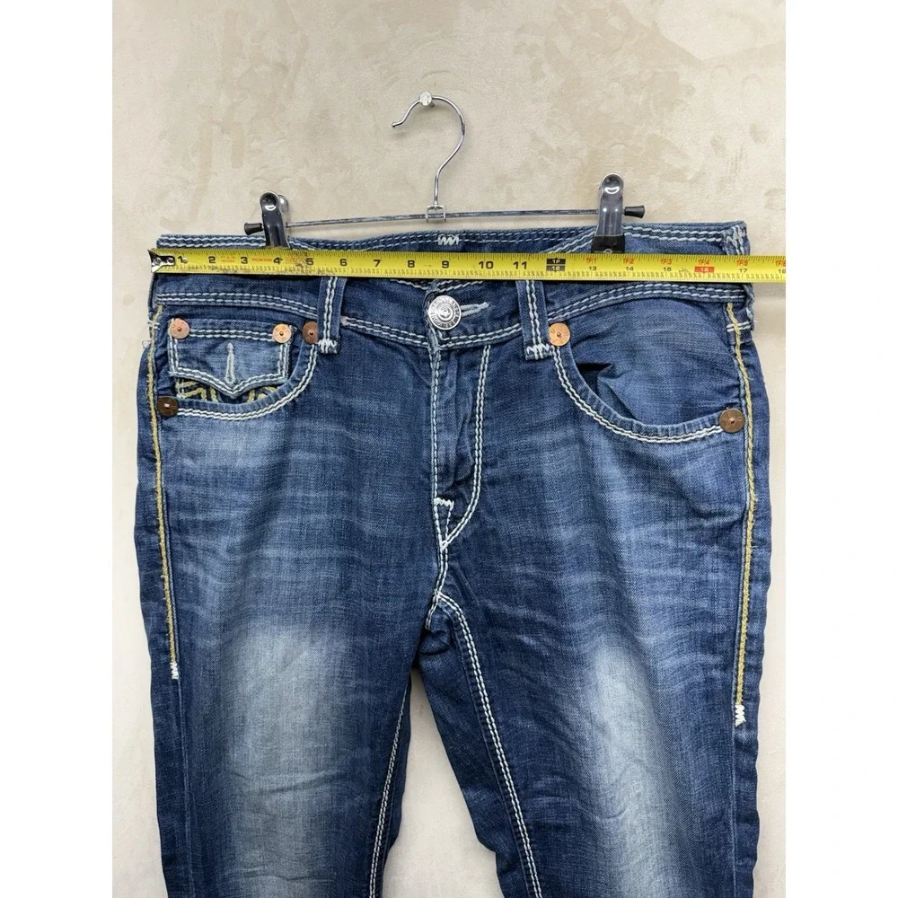 True Religion Straight Mega T Jeans Mens 33 Flap Pocket Mud Slinger Thick Stitch